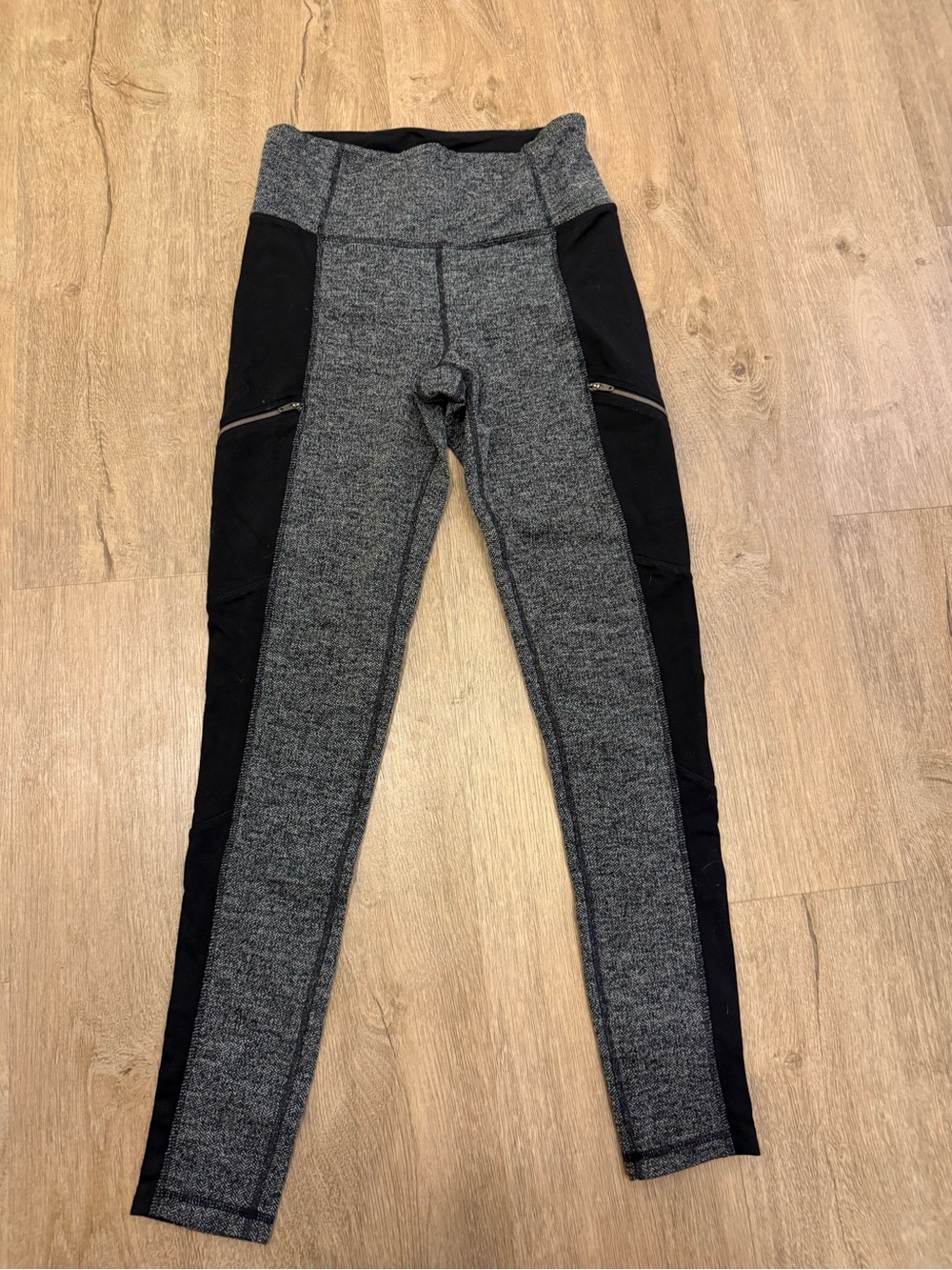 Athleta Gray & Black High-Rise Performance Leggings